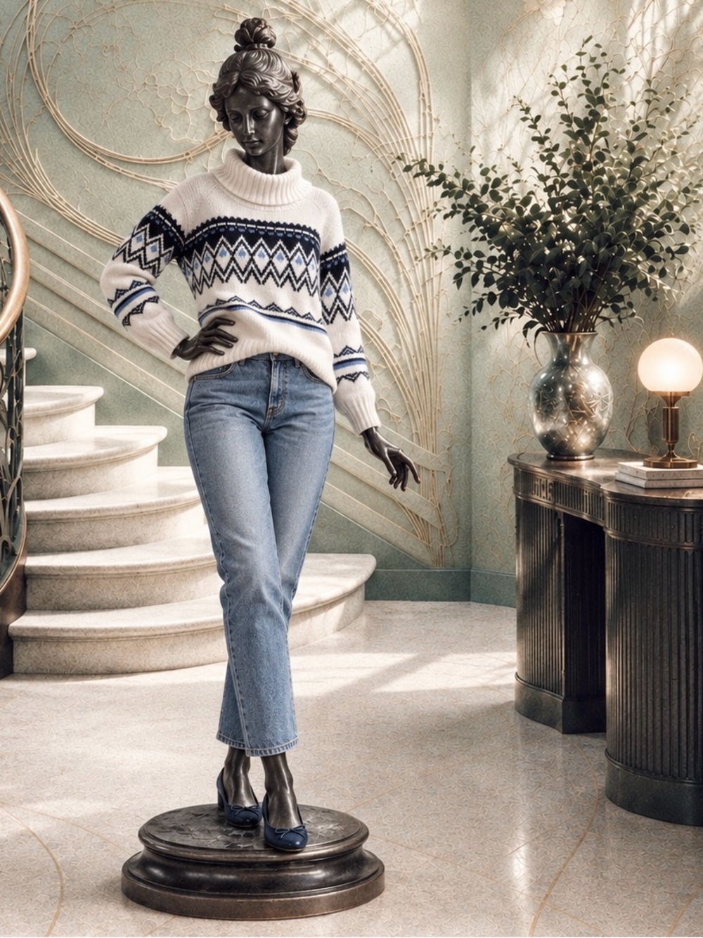 Anthropologie | Daily Practice Evergreen Turtleneck Fair Isle Sweater (XL)
